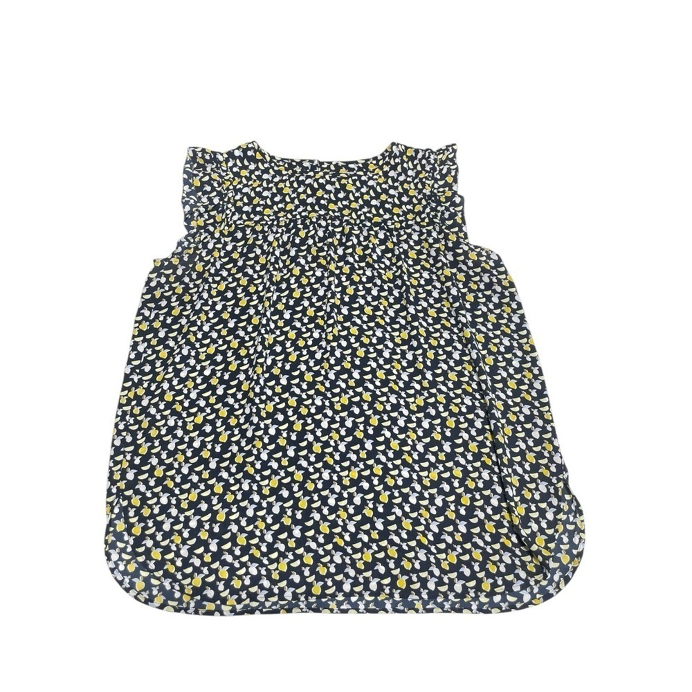 LOFT Women's Black, White, Yellow Lemon Print Flutter Cap sleeve top--Sz Med - Picture 7 of 13